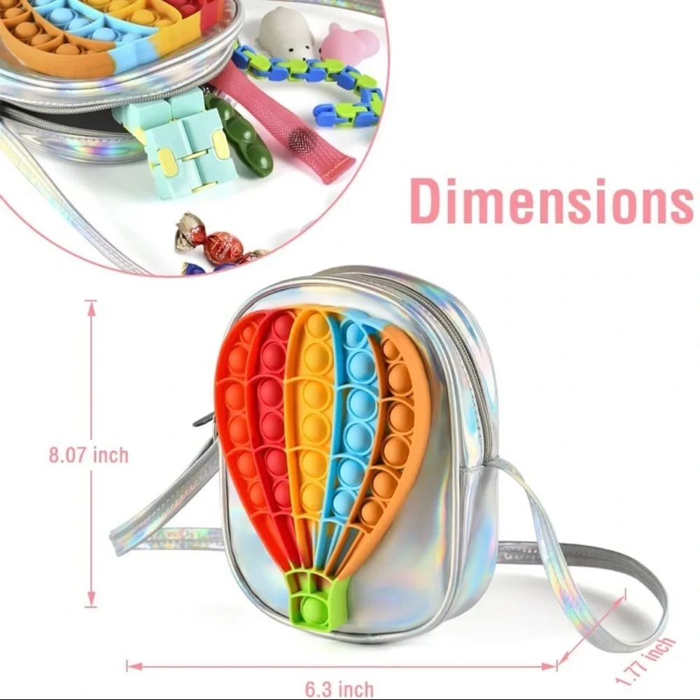 New Pop Fidget Purse Shoulder Bag Hot Air Balloon with Sensory Toys